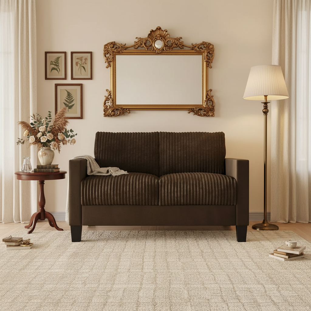Zweisitzer-Sofa mit Cordbezug im modernen Mid-Century-Stil