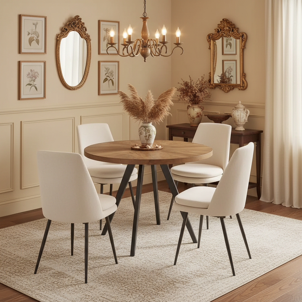 Dining Table, Oak Tabletop, Iron-Grey Finish