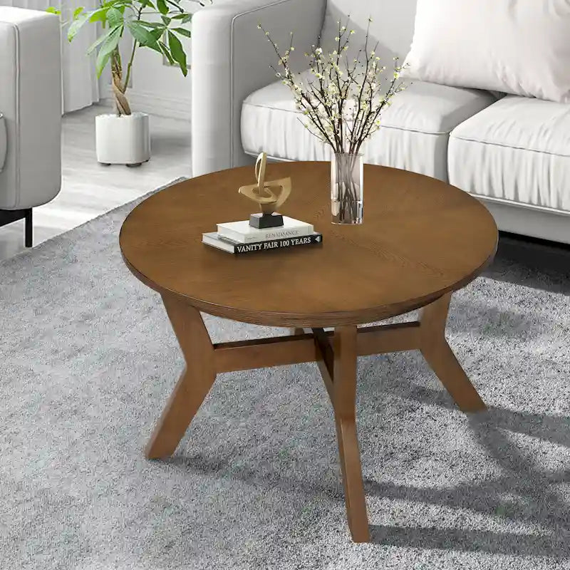 Runde Couchtische aus Holz im Mid-Century-Farmhouse-Stil