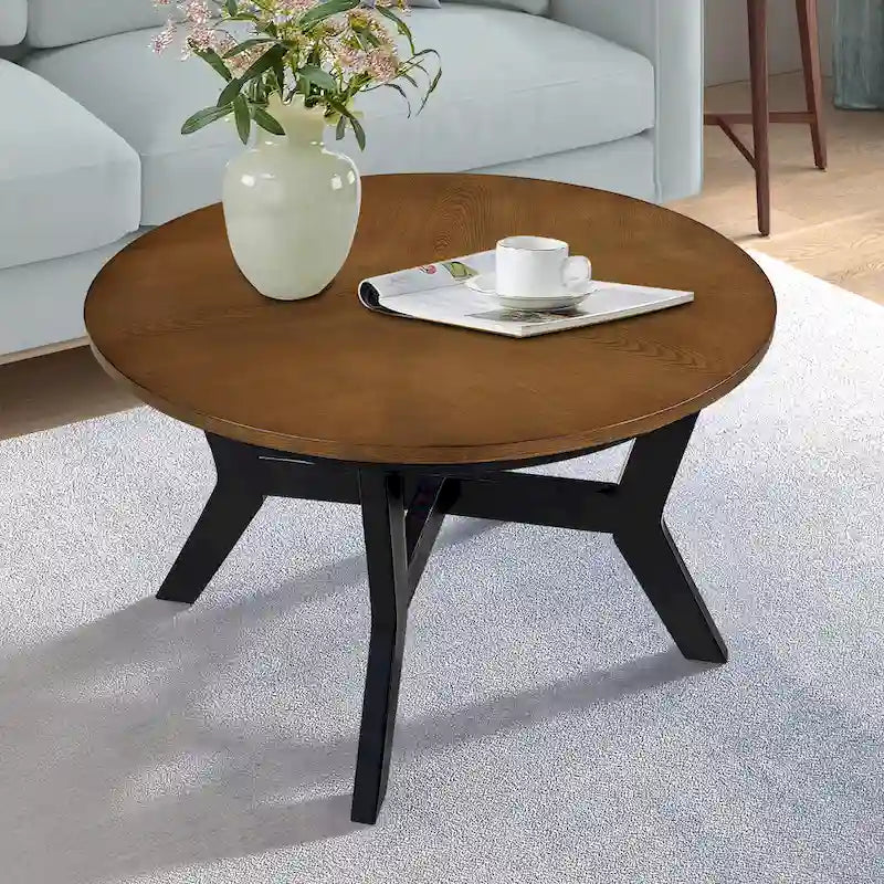 Runde Couchtische aus Holz im Mid-Century-Farmhouse-Stil