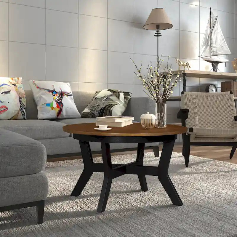 Runde Couchtische aus Holz im Mid-Century-Farmhouse-Stil