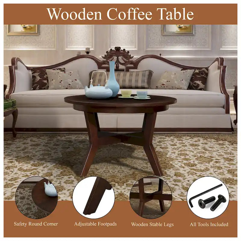 Runde Couchtische aus Holz im Mid-Century-Farmhouse-Stil