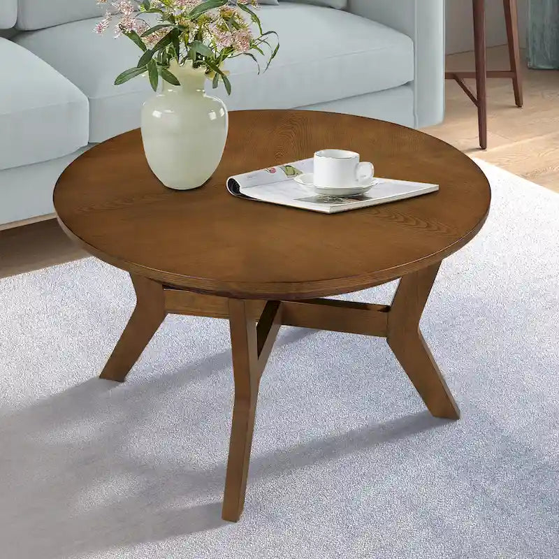 Runde Couchtische aus Holz im Mid-Century-Farmhouse-Stil