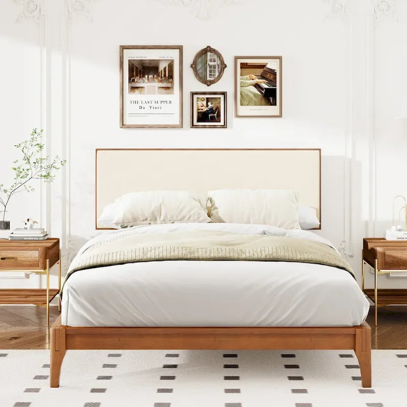 Elegant Solid Bamboo Wood Platform Bed