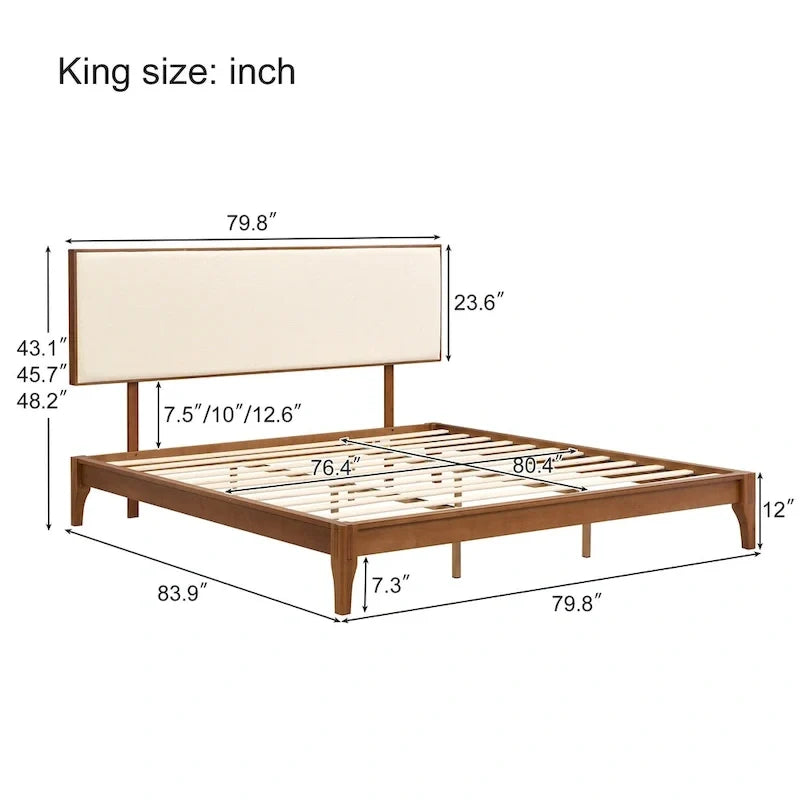 Elegantes Plattformbett aus massivem Bambusholz