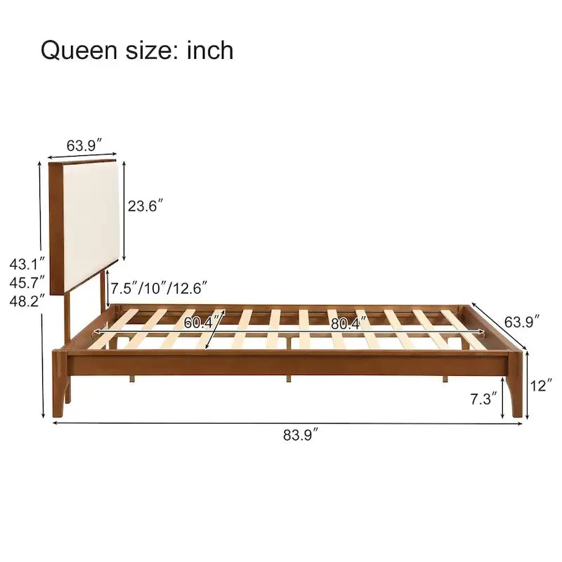 Elegantes Plattformbett aus massivem Bambusholz