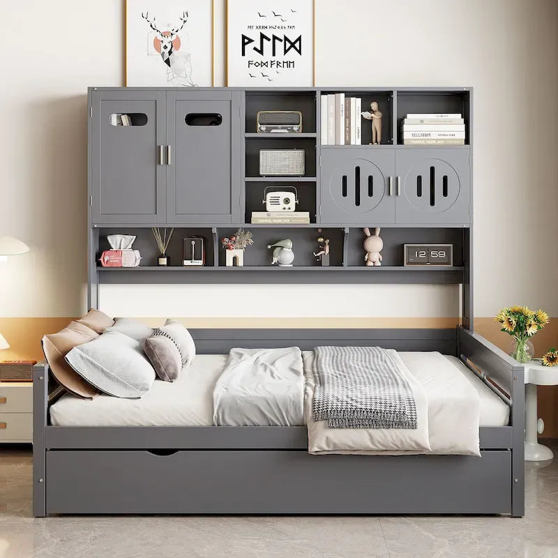 Kompaktes Schlafzimmer-Tagesbett mit Regal