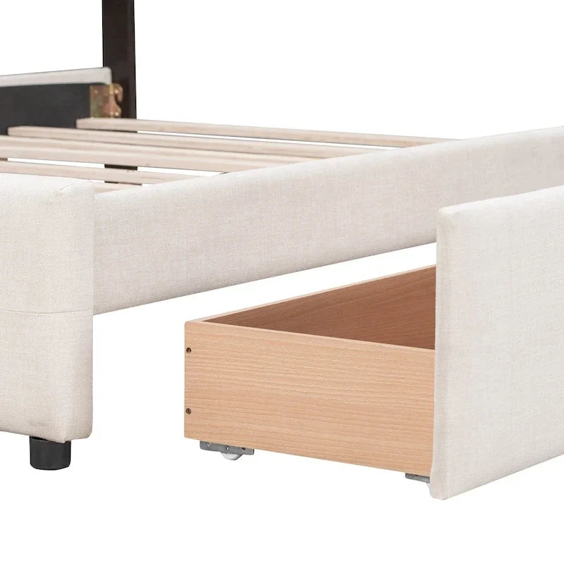 Linen Button Tufted Platform Bed Frame