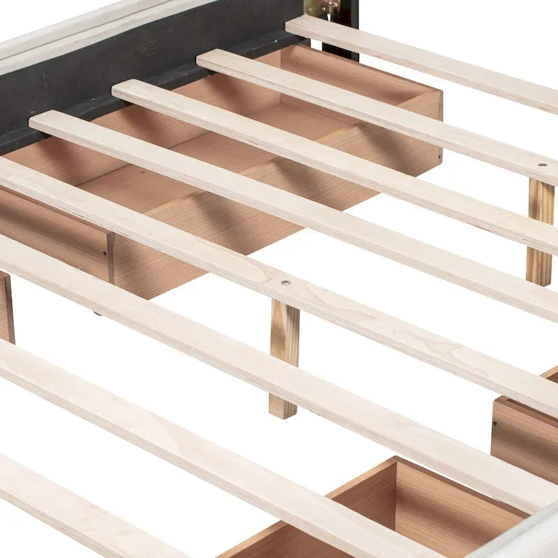 Linen Button Tufted Platform Bed Frame