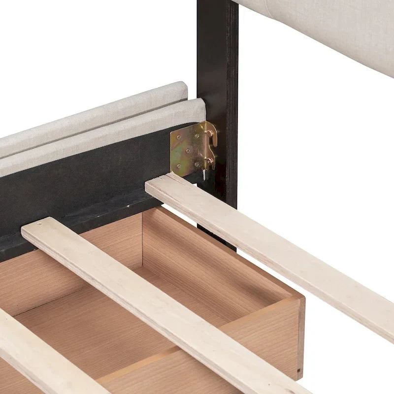 Linen Button Tufted Platform Bed Frame