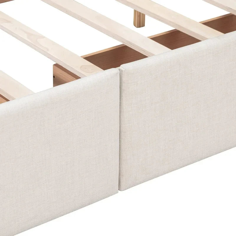 Linen Button Tufted Platform Bed Frame