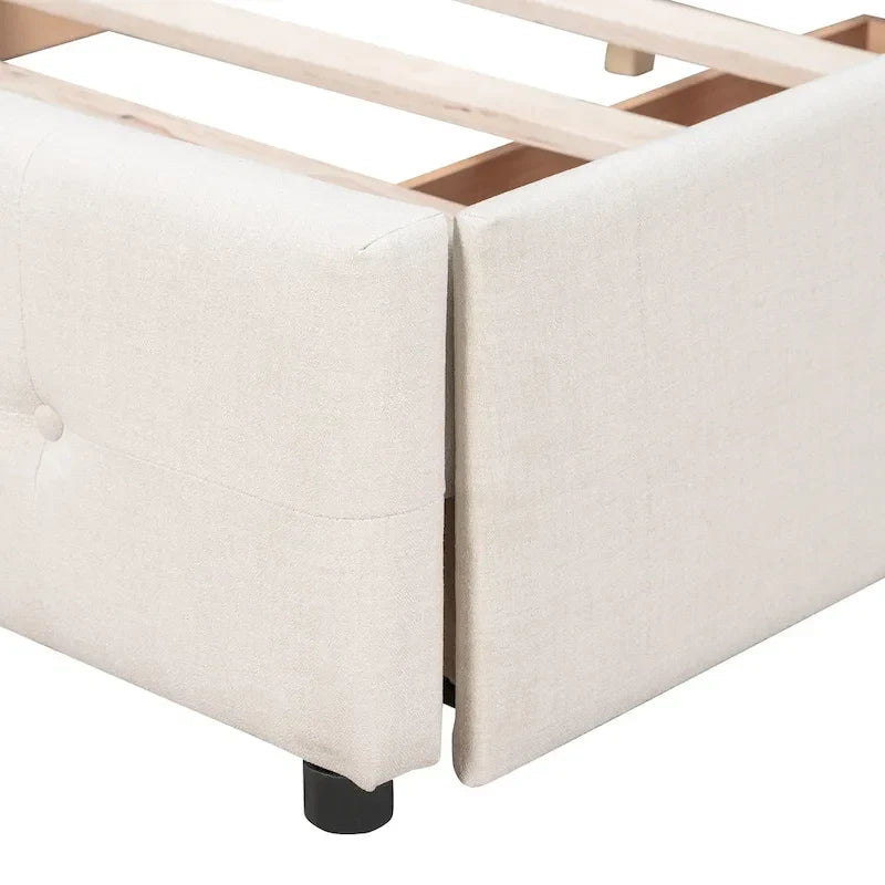 Linen Button Tufted Platform Bed Frame
