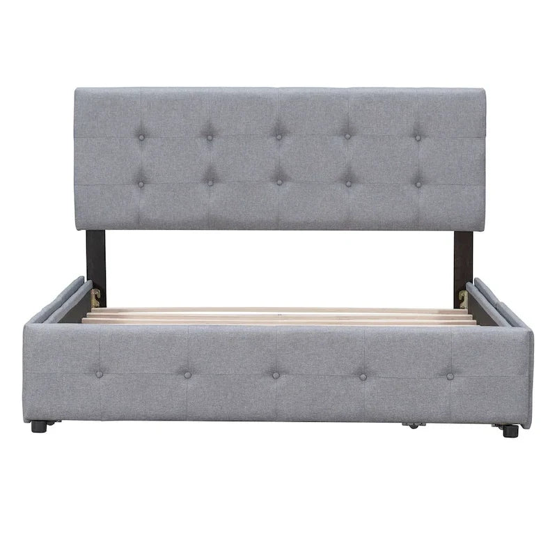 Linen Button Tufted Platform Bed Frame