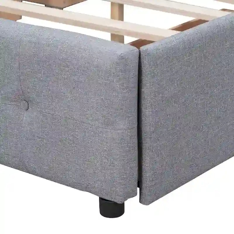 Linen Button Tufted Platform Bed Frame