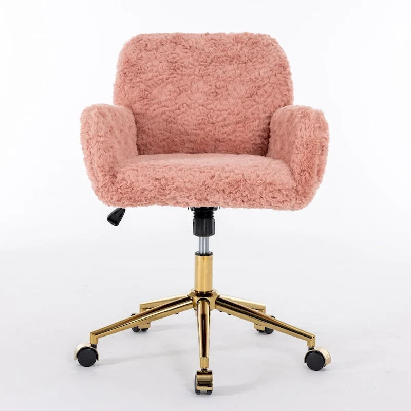 Chaise de bureau rembourrée avec piètement en métal doré