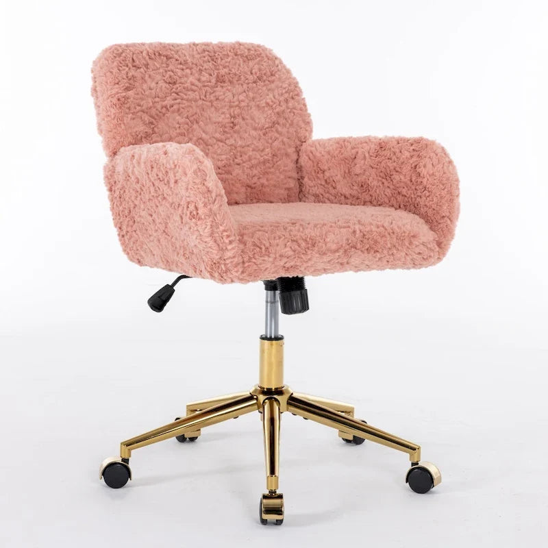Chaise de bureau rembourrée avec piètement en métal doré