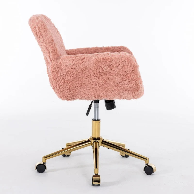 Chaise de bureau rembourrée avec piètement en métal doré