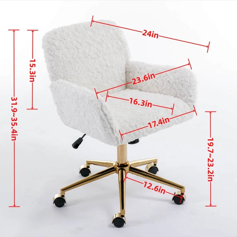 Chaise de bureau rembourrée avec piètement en métal doré