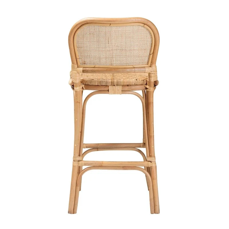 Taburete moderno bohemio de ratán marrón natural