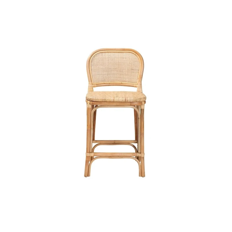 Taburete moderno bohemio de ratán marrón natural