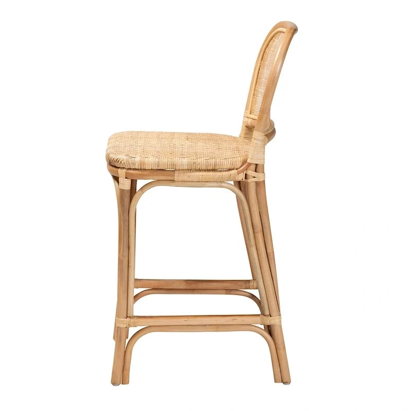 Taburete moderno bohemio de ratán marrón natural