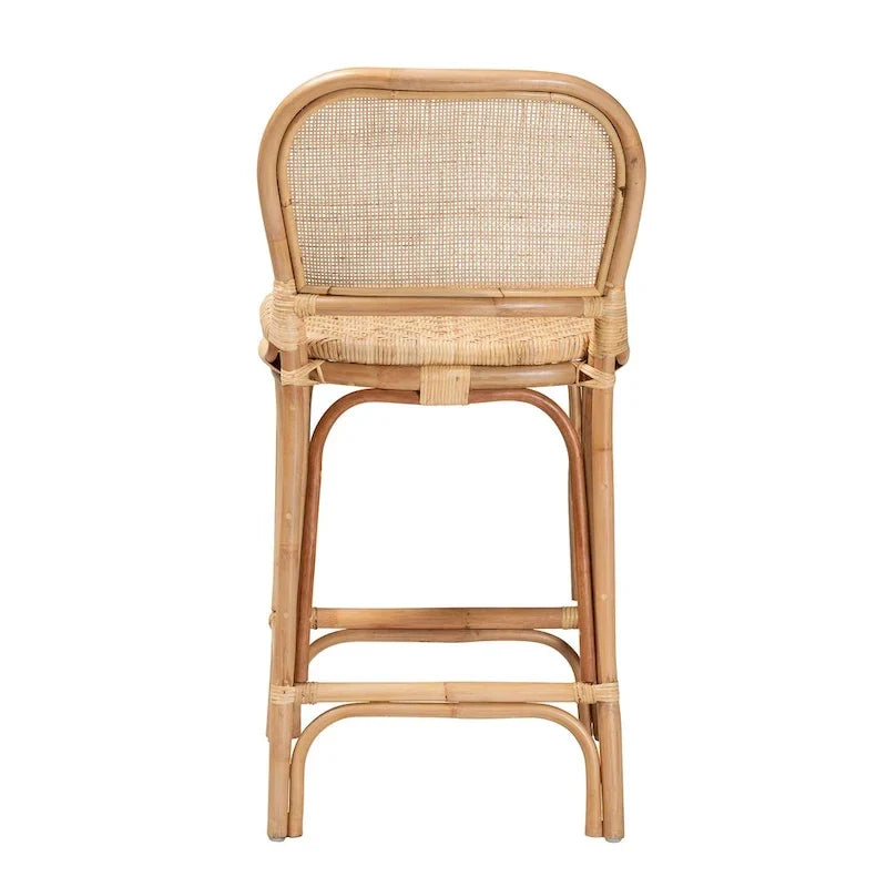 Taburete moderno bohemio de ratán marrón natural