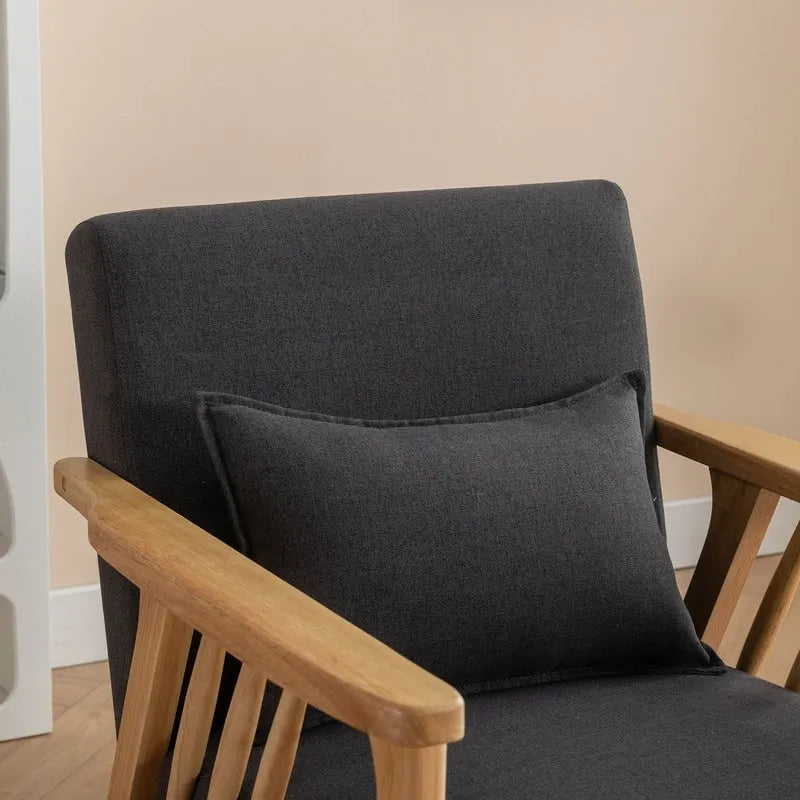 Polster-Sessel aus Bouclé und Massivholz im Mid-Century-Stil