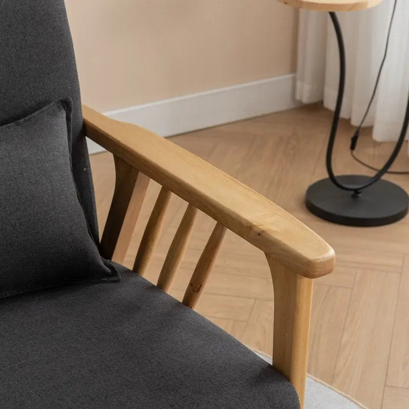 Polster-Sessel aus Bouclé und Massivholz im Mid-Century-Stil