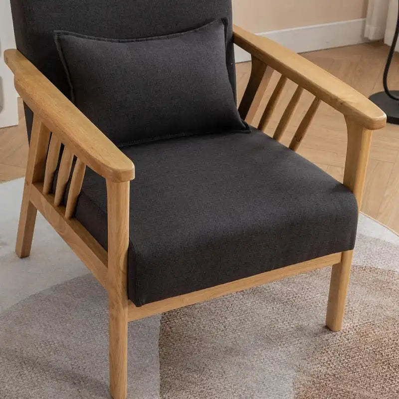 Polster-Sessel aus Bouclé und Massivholz im Mid-Century-Stil