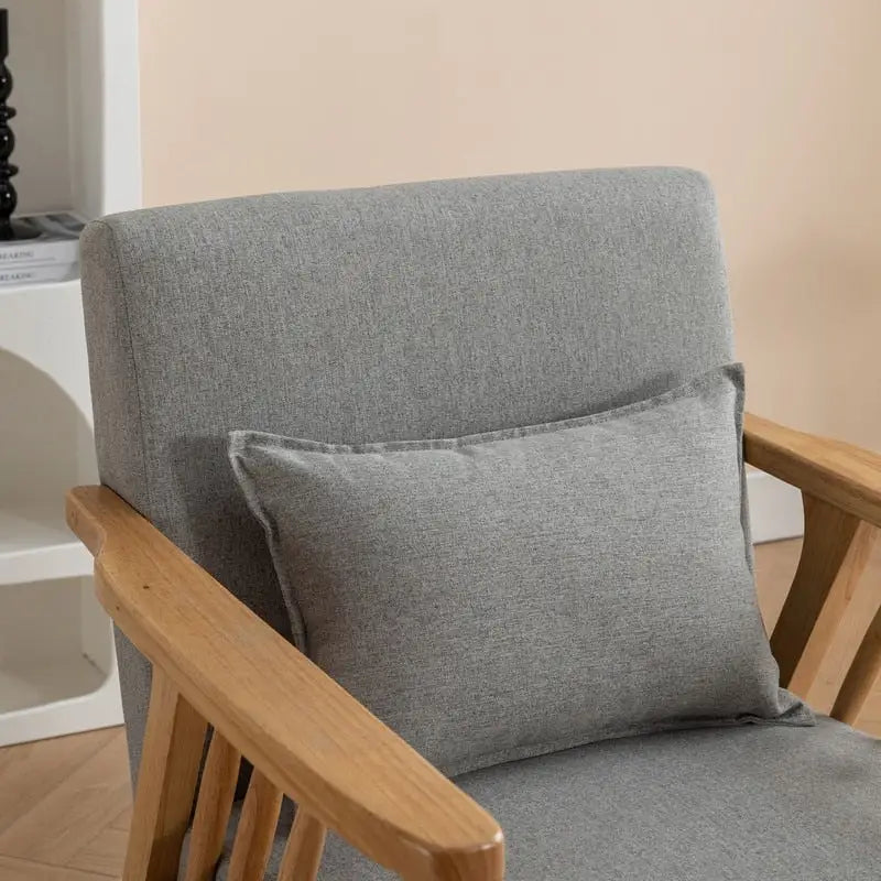 Polster-Sessel aus Bouclé und Massivholz im Mid-Century-Stil