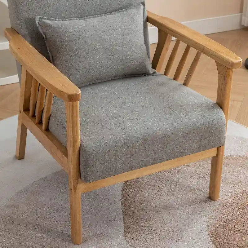 Polster-Sessel aus Bouclé und Massivholz im Mid-Century-Stil