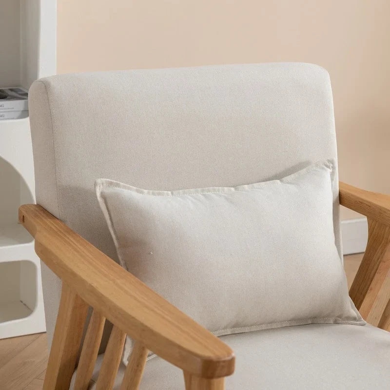 Polster-Sessel aus Bouclé und Massivholz im Mid-Century-Stil