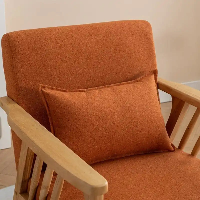 Polster-Sessel aus Bouclé und Massivholz im Mid-Century-Stil
