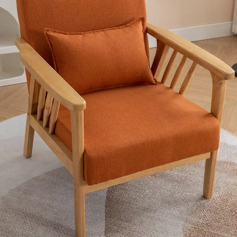 Polster-Sessel aus Bouclé und Massivholz im Mid-Century-Stil