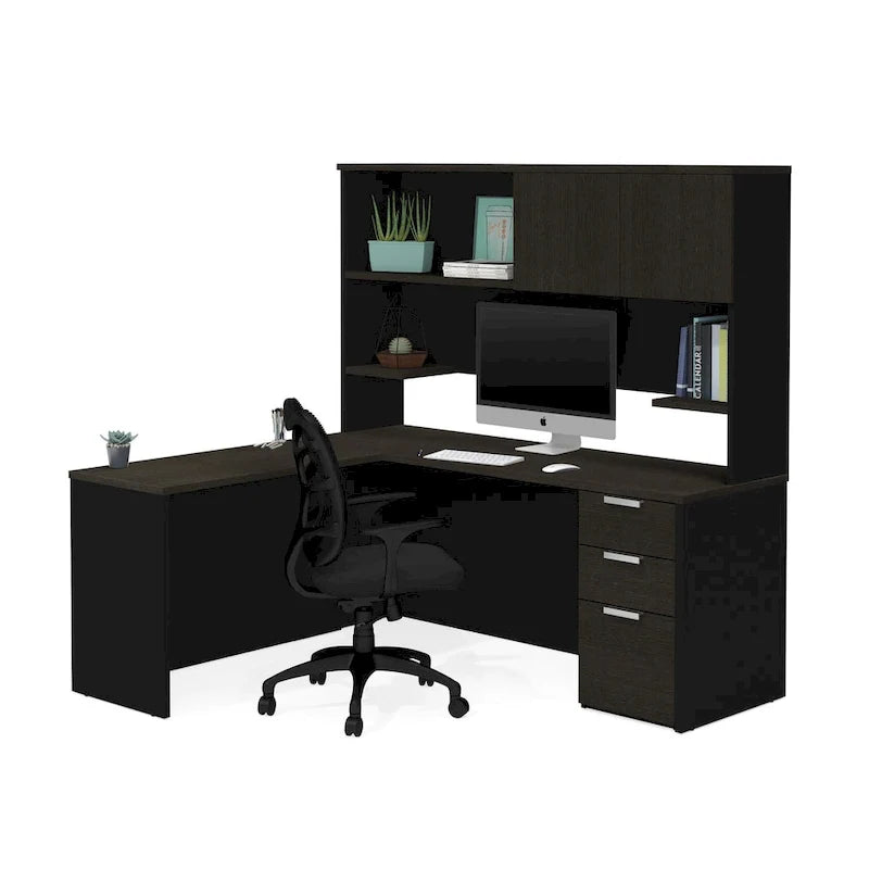 L-Bureau avec étagère supérieure