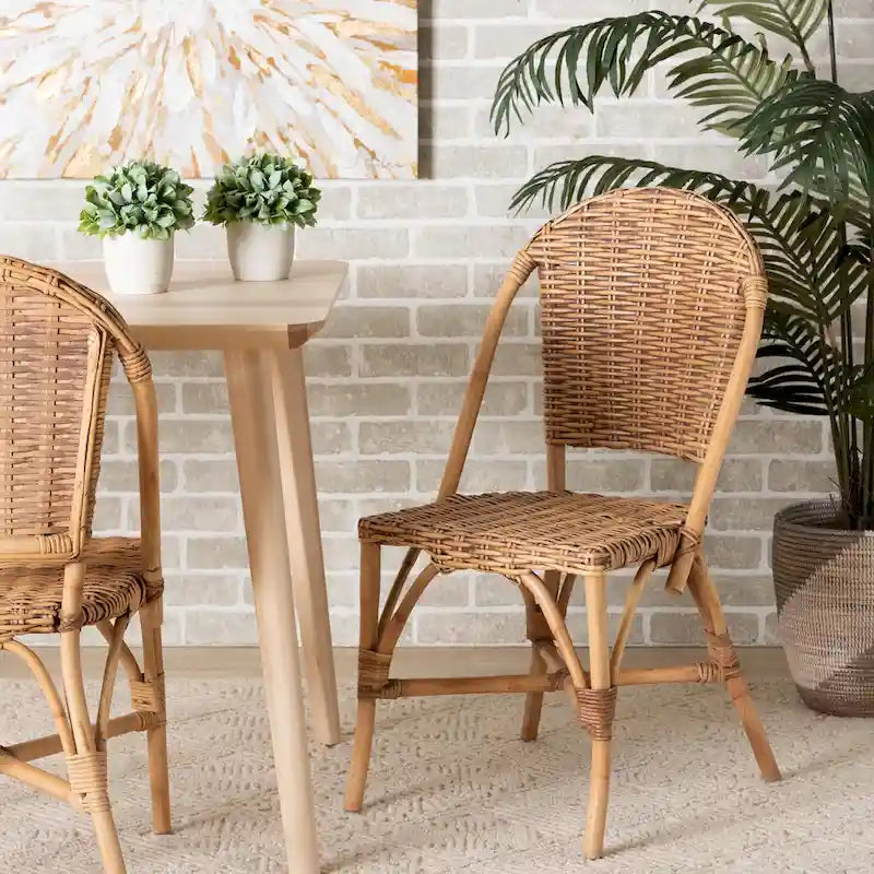 Neola Modern Bohemian Natural Rattan Dining Chair