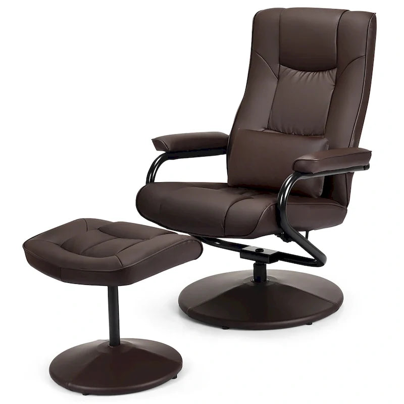 Fauteuil inclinable pivotant à 360 degrés en cuir PU avec repose-pieds