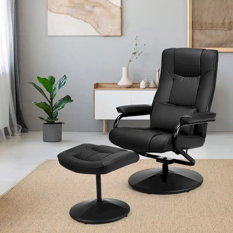 Recliner Chair 360 Degree Swivel PU Leather Chair with Footrest