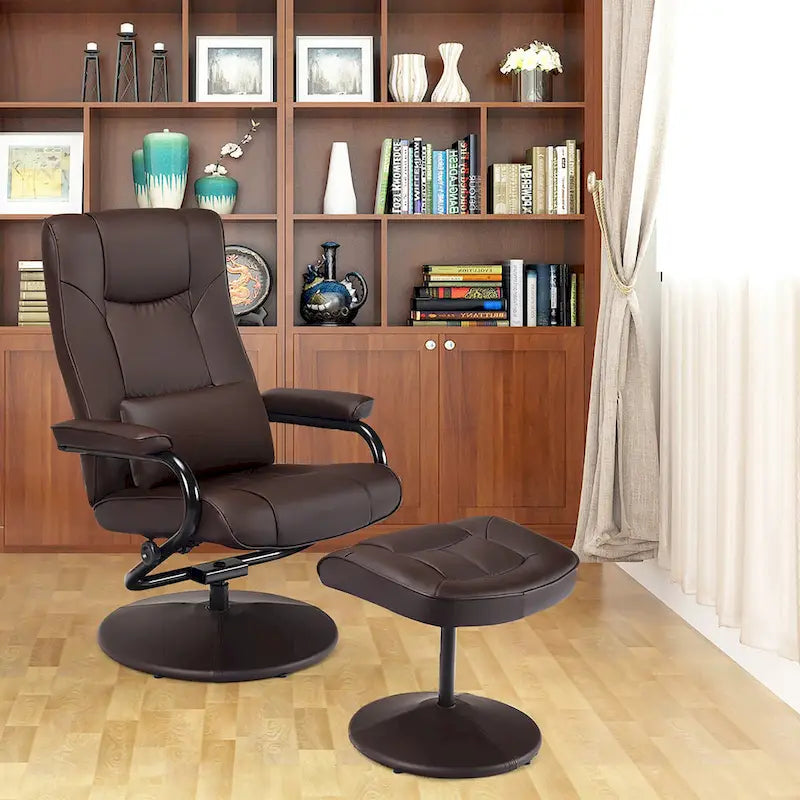 Fauteuil inclinable pivotant à 360 degrés en cuir PU avec repose-pieds