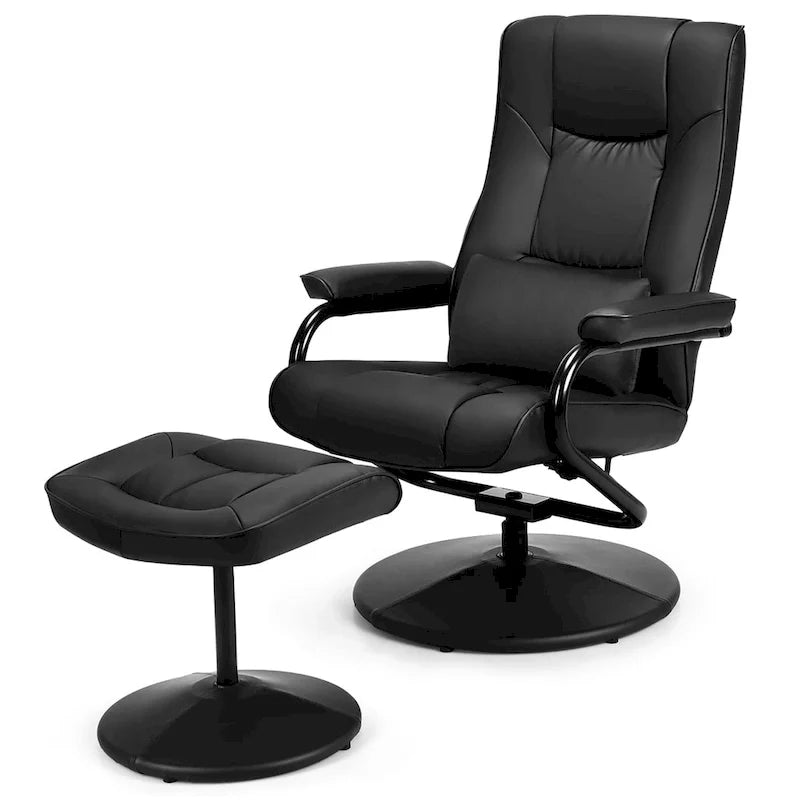 Fauteuil inclinable pivotant à 360 degrés en cuir PU avec repose-pieds