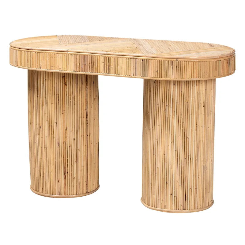 Moderner Konsolentisch im Boho-Stil aus naturbelassenem Rattan