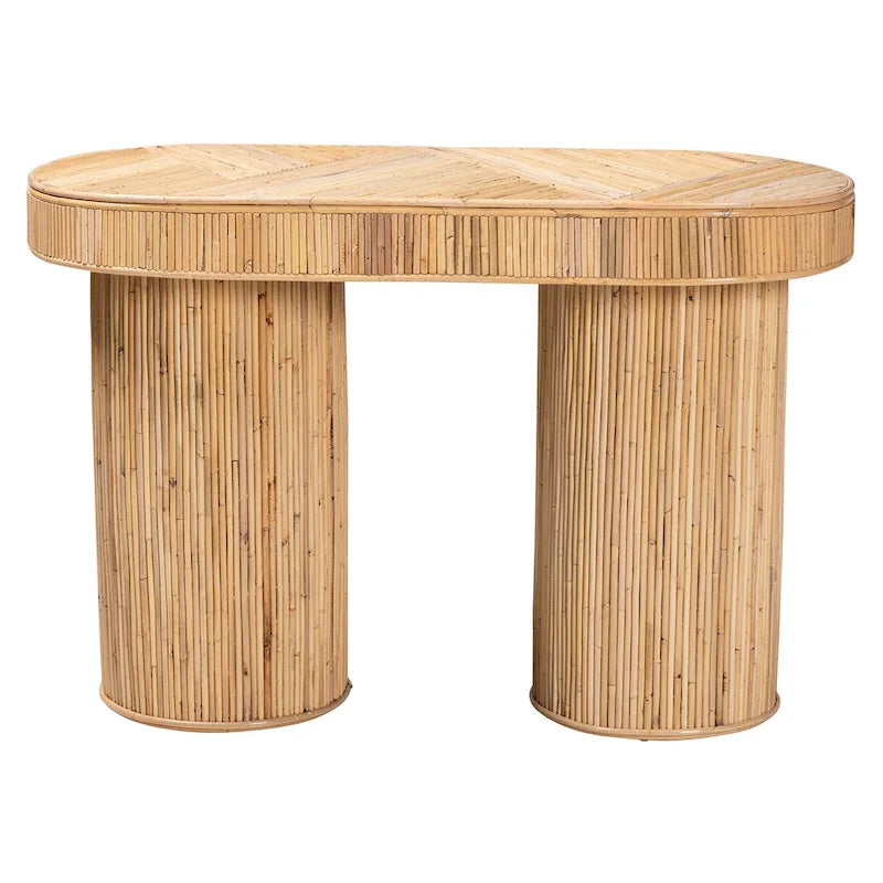 Moderner Konsolentisch im Boho-Stil aus naturbelassenem Rattan