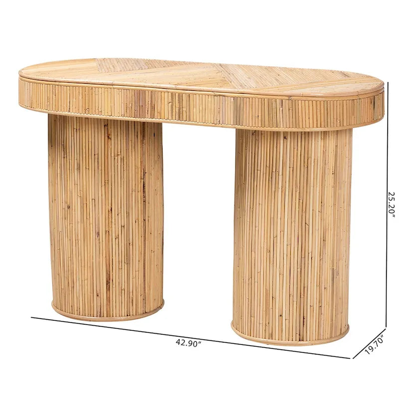 Moderner Konsolentisch im Boho-Stil aus naturbelassenem Rattan