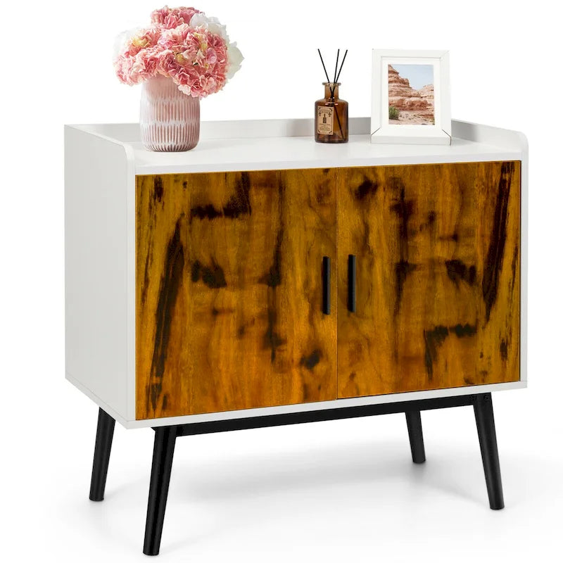 Sideboard Buffet Storage Cabinet w/2 Door Metal Legs Accent