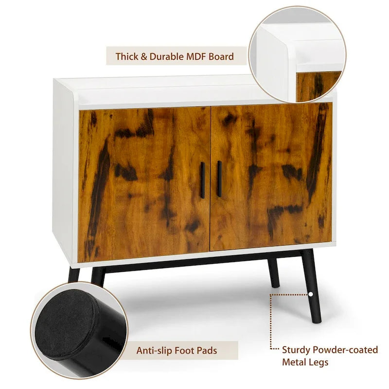 Sideboard Buffet Storage Cabinet w/2 Door Metal Legs Accent