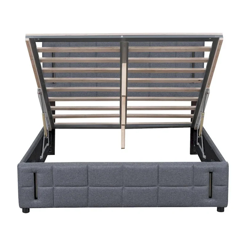 Queen Size Upholstered Bed with Hydraulic Storage System