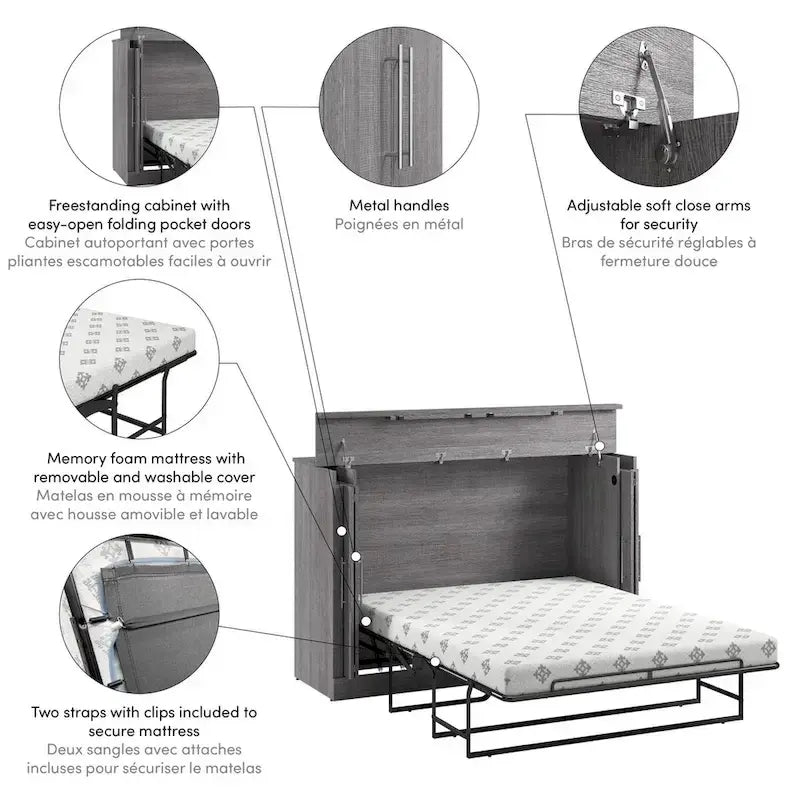 Cabinet Bed with Mattress for Guest Room