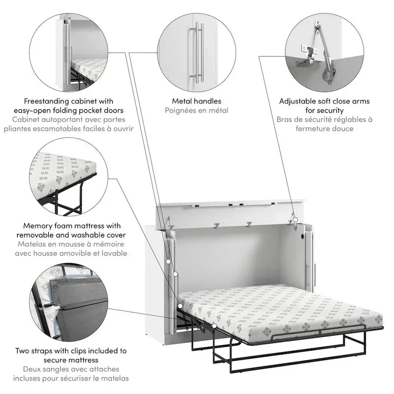 Cama armario con colchón para habitación de invitados