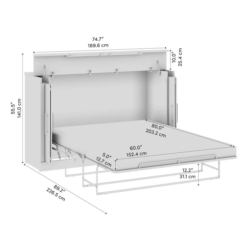 Cama armario con colchón para habitación de invitados