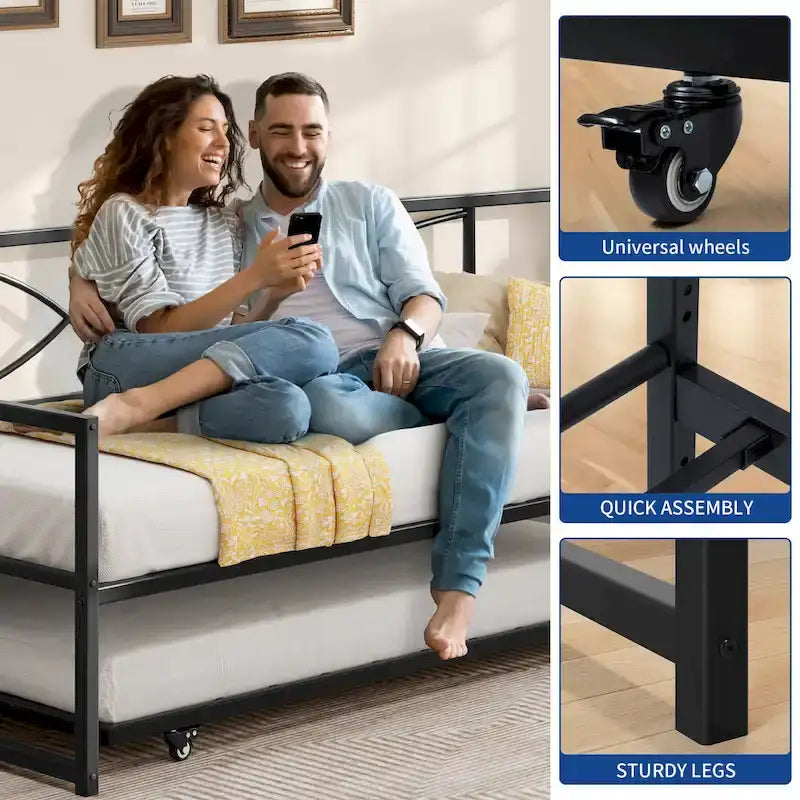 Diván cama individual con cama nido extraíble